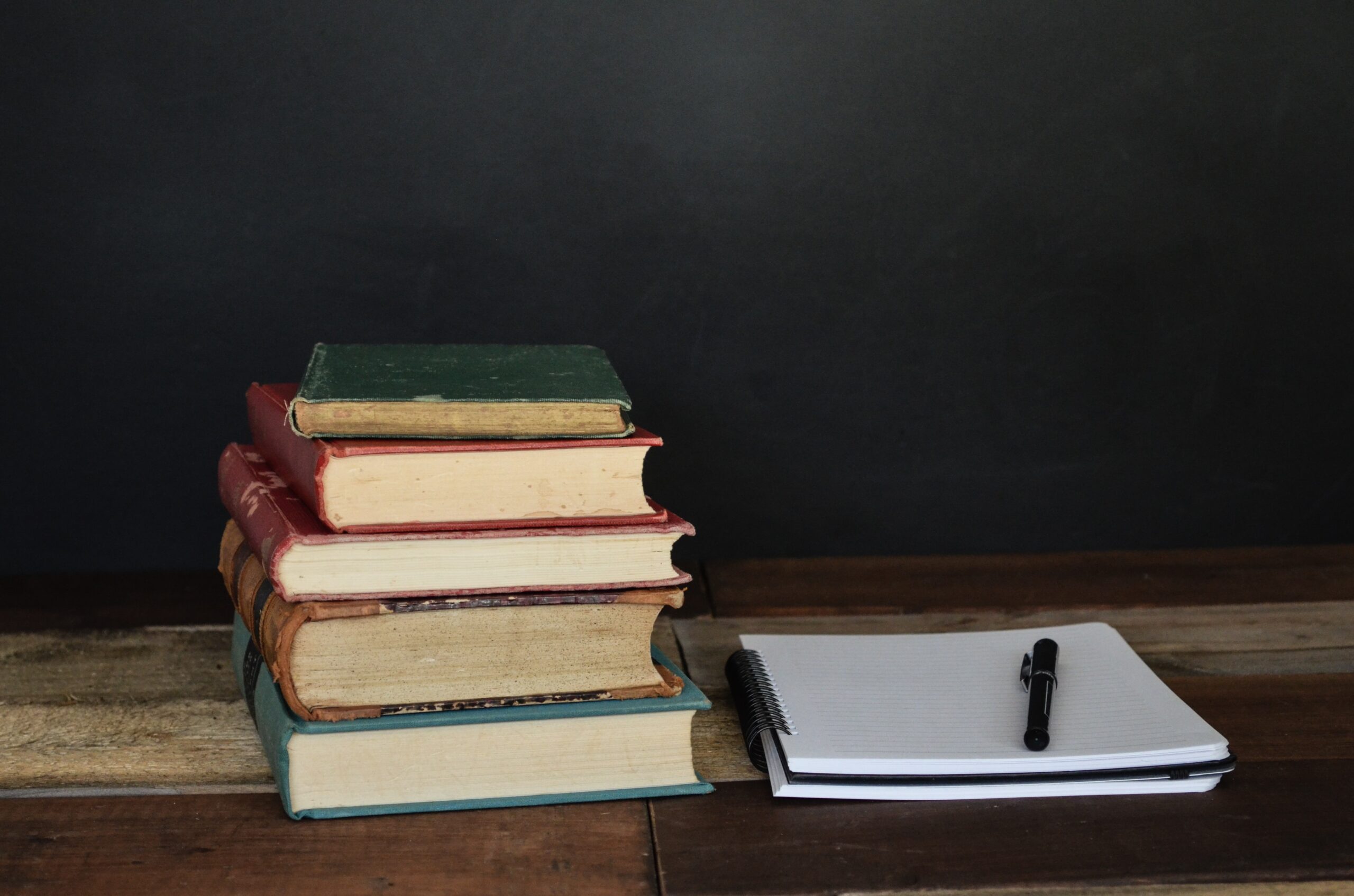 book stack & notebook